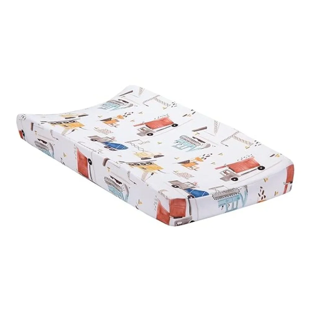 Bedtime Originals Construction Zone Changing Pad Cover White/Trucks New